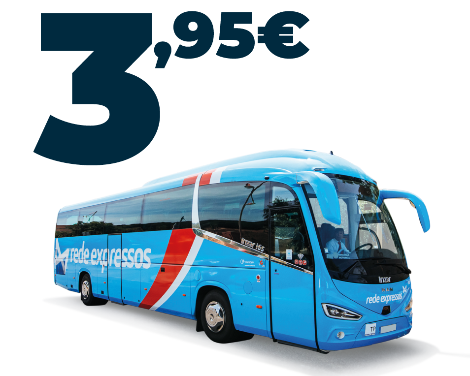 Discover Portugal from 3,95€ - Tickets at €3.95 for Beja, Bragança, Évora, Vila Real and much more... Traveling by coach has never been so affordable.