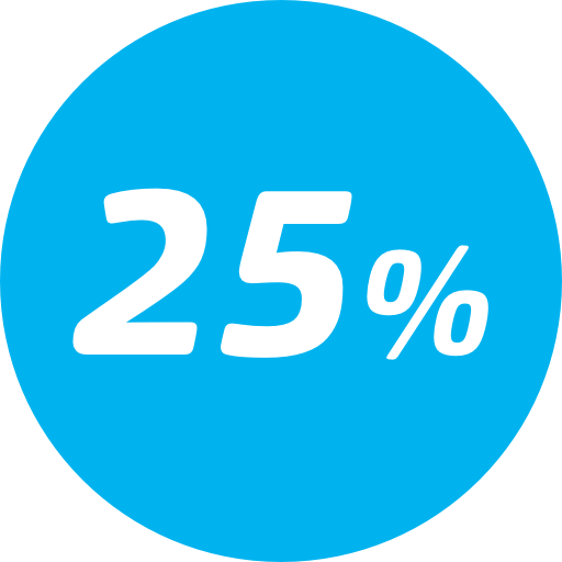 25% de réduction sur le tarif de base - Entre le 8e et le 14e voyage